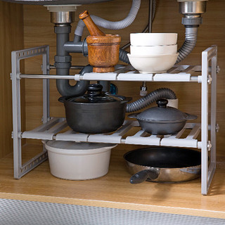 尔选 厨房不锈钢伸缩下水槽置物架