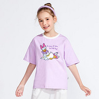 Disney 迪士尼 夏款女童撞色时尚圆领短袖T恤落肩袖女童T恤