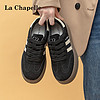 La Chapelle 女鞋复古德训鞋女夏季低帮单鞋百搭休闲鞋子女 黑色 38