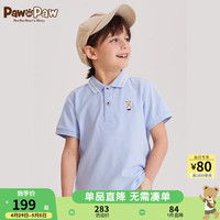PawinPaw卡通小熊童装2024年夏季男女童翻短袖T恤运动休闲 L/Blue浅蓝色/51 110