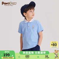 PawinPaw卡通小熊童装2024年夏季男女童翻短袖T恤运动休闲 Blue蓝色/50 130