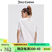 JUICY COUTURE【舒适廓形】橘滋T恤女夏季美式休闲百搭短袖圆领宽松上衣 白色-S XS