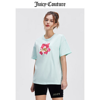 JUICY COUTURE【舒适廓形】橘滋T恤女夏季美式休闲百搭短袖圆领宽松上衣 白色-S XS