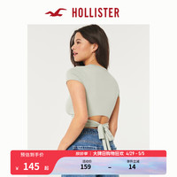 HOLLISTER24春夏美式风辣妹修身圆领短款短袖T恤 女 356546-1 灰绿色 S (165/88A)