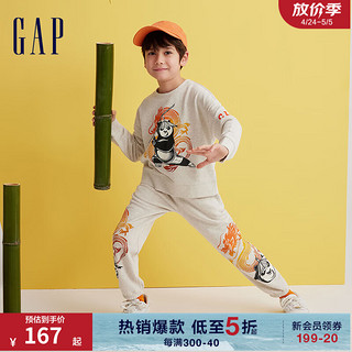 Gap 盖璞 男女童春季2024洋气针织圆领卫衣890571 灰色 150cm(L)亚洲尺码