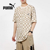 PUMA 彪马 T恤衫男装夏季运动服休闲透气棋盘格子圆领短袖533033-42