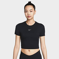 NIKE 耐克 女子修身短袖夏季运动紧身短款黑色露脐T恤FB2874-010