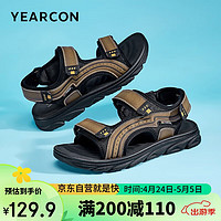 YEARCON 意尔康 凉鞋男士运动外穿沙滩鞋凉鞋户外开车两用鞋 96585W 卡其 39