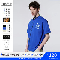 马克华菲【后背满印】短袖T恤男2024春夏圆领潮酷印花休闲百搭时尚T恤 116皇家蓝 M