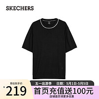 斯凯奇（Skechers）女款短袖毛织T恤衫L124W050 碳黑/0018 L