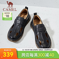 骆驼（CAMEL）2024夏季休闲凉鞋通勤镂空透气柔软舒适皮鞋男 G14M201626 黑色 43