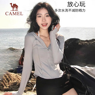 骆驼（CAMEL）【baby同款】茶花防晒衣女修身春夏防紫外线透气冰感防晒服 A24BA6K162D，幻影黑，女 XL