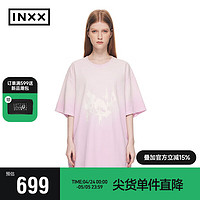 英克斯（inxx）潮流印花短袖T恤圆领宽松休闲男女同款XCE2010120 粉色 M