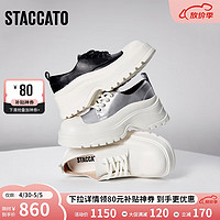 STACCATO 思加图 2024春季时尚休闲运动鞋厚底板鞋女鞋S1417AM4 奶油白 37