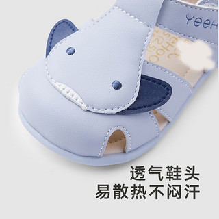 英氏儿童凉鞋防滑男宝宝凉鞋2024夏季婴童鞋子 天使蓝-透气鲸鱼凉鞋 115mm 脚长115-120