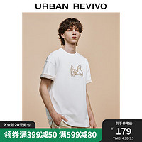 UR2024夏季男时尚休闲简约舒适感趣味刺绣T恤衫UML440058 本白 M