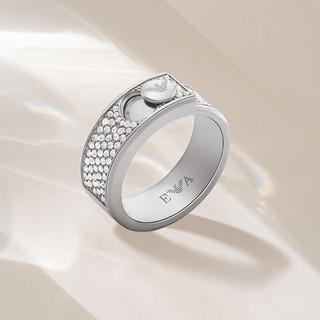 EMPORIO ARMANI阿玛尼女士戒指魔方logo系列银色个性精致鹰标宝石戒指轻奢送姐妹EGS3091040-6.5 阿玛尼EGS30910406.5