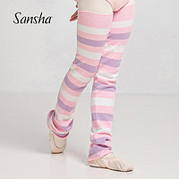 SANSHA 三沙 儿童舞蹈保暖护腿套 秋冬舞蹈练功热身针织过膝袜套 粉白紫 S-M