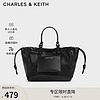 CHARLES & KEITH CHARLES&KEITH24春柔软大容量托特包牛仔手提包女CK2-30671602 Noir黑色 M