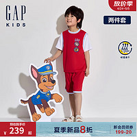 Gap【汪汪队联名】男童2024夏季吸湿速干套装儿童装510055 红色 120cm(6-7岁)亚洲尺码