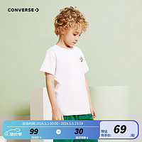 Converse匡威儿童装男童短袖t恤纯棉夏季大童环保系列半袖运动打底衫 纯白色 130(7)