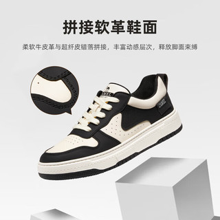骆驼（CAMEL）时尚撞色休闲板鞋复古百搭厚底男士运动鞋 G13S187110 米白/黑 42