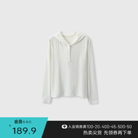 百家好（Basic House）绵羊毛连帽T恤女春季休闲长袖套头打底衫B0633B5O372 白色 XL125-140斤