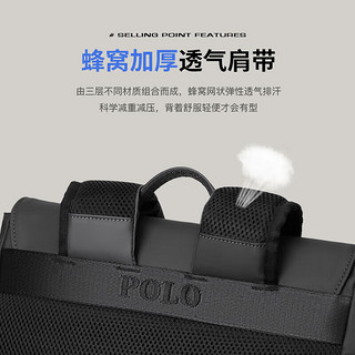 POLO双肩包男士背包电脑包15.6英寸笔记本书包大容量商务出差旅行