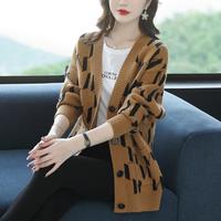 VDVFL东莞大朗针织衫女加针织开衫高档毛衣加厚宽松中长款 驼色 L码【100-115斤】