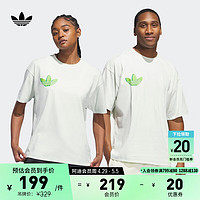 adidas 阿迪达斯 情侣款印花运动上衣短袖T恤男女夏季阿迪达斯官方三叶草 淡绿 L