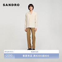 SANDRO2024春夏男装舒适飘逸宽松鲨鱼领衬衫上衣SHPCM01121 淡褐色 XS