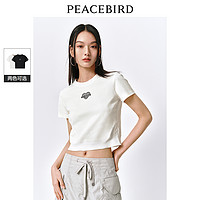 PEACEBIRD 太平鸟 简约短款T恤女短袖2024夏新款圆领露脐辣妹小上衣休闲时尚