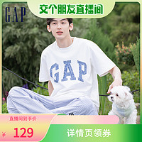 Gap 盖璞 男女装2024夏季新款牛仔拼接logo短袖T恤简约百搭上衣466766