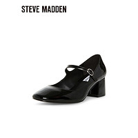 STEVE MADDEN粗跟一字带玛丽珍单鞋 HALSTON 黑色 38