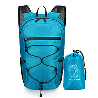 户外折叠双肩包防水登山包 双肩包折叠包户外大容量旅游背包 天蓝色