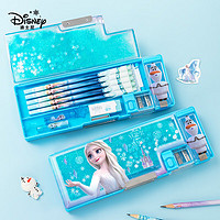 Disney 迪士尼 流沙文具盒 女孩儿童小学生多功能塑料自动铅笔盒双层笔袋笔盒 冰雪奇缘DM28845F1