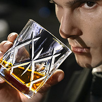 Glass 高斯 进口捷克水晶玻璃威士忌酒杯烈酒杯 雕刻图案水杯绿茶杯礼盒包装 剑花杯 320ml 6 只装
