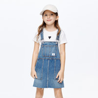 little MO&Co.little moco童装24夏装女童纯棉牛仔背带连衣短裙KBD2DRS037 牛仔蓝色 140/68