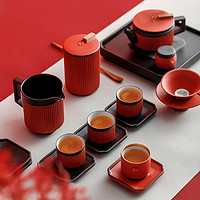 陆宝 陶瓷功夫茶具套装家用轻奢中式高档天地人和茶礼带茶盘泡茶壶