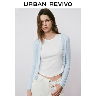 URBAN REVIVO 夏季女V领纽扣针织开衫 UWH940058 浅蓝 M