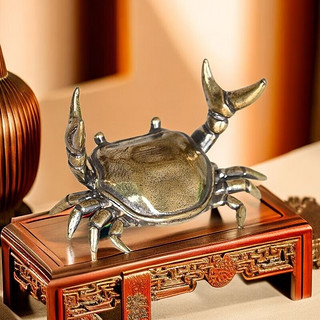 实心纯铜摆件 纯铜举重螃蟹-约53克