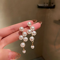 Trendolla 925银针珍珠耳环韩国东大门时尚个性简约耳坠气质设计感耳饰 梦幻珍珠耳钉