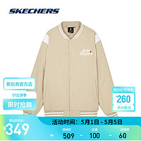 SKECHERS 斯凯奇 秋冬季新年印花卫衣外套棒球服男女L124U054 爱尔兰奶油色/028R S