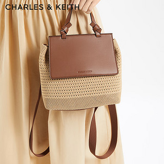 CHARLES&KEITH24夏季时尚拼色织双肩背包女CK11-60782356 Beige米色 R