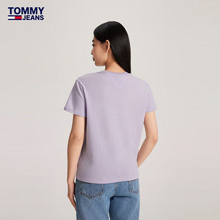 TOMMY JEANS【美式休闲】24春夏女装纯棉平纹针织净色刺绣T恤17828 浅紫色W06 L