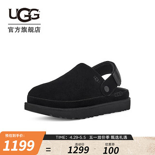 UGG 女士平底魔术贴包头凉鞋 1138252 黑色 37