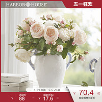 HARBOR HOUSE 美式三叉仿真玫瑰花 客厅卧室花艺家居饰品装饰