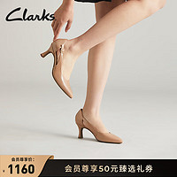 Clarks其乐卡塔系列女鞋24夏季镂空尖头凉鞋时尚单鞋高跟鞋女 卡其色 261712304 38