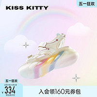 Kiss Kitty KISSKITTY运动凉鞋女夏新款魔术贴沙滩鞋彩虹厚底增高松糕底凉鞋