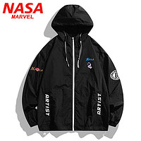NASA MARVEL 防晒衣男轻薄夹克外套防晒服夏季冰感皮肤衣户外宽松 黑色 XL